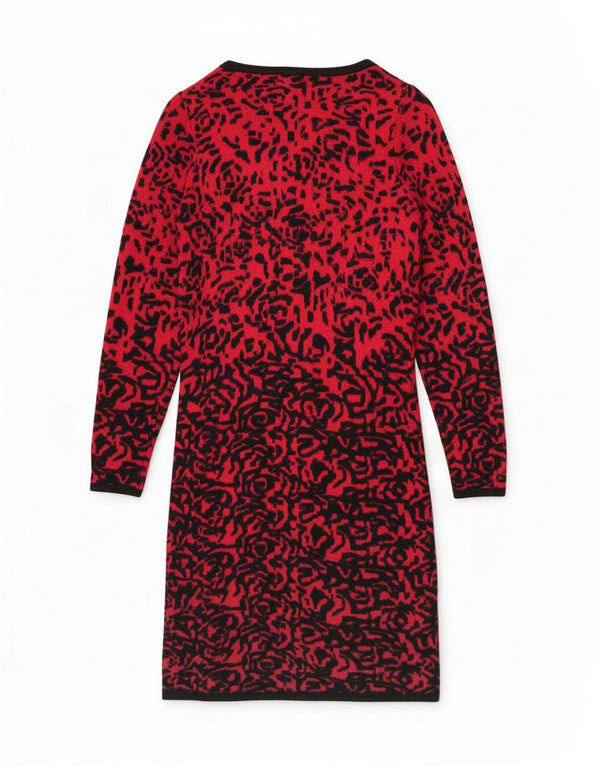 Γυναικείο μακρυμάνικο φόρεμα Monsoon UK 8 Small Red Animal Print Viscose