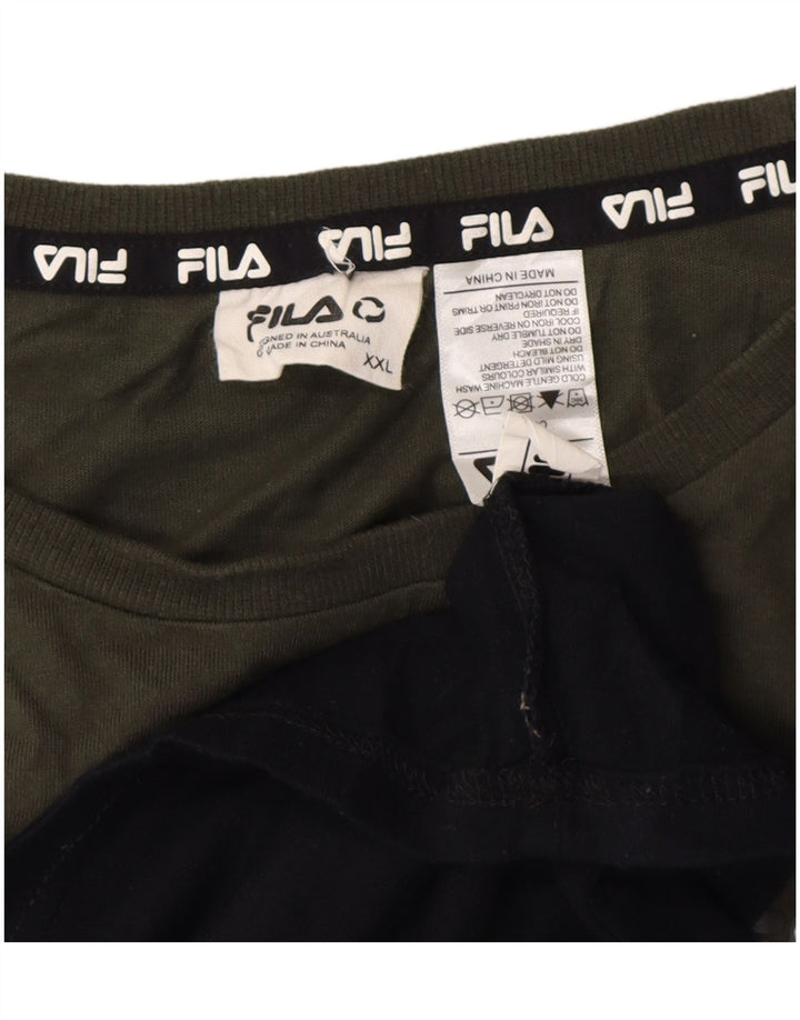 Ανδρικό T-Shirt Fila Top 2XL Μαύρο Colourblock Βαμβακερό