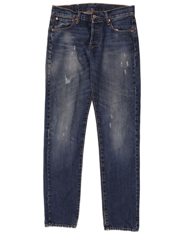 Levi's Boys 501 Distressed Straight Jeans 15-16 ετών W30 L32 Blue Cotton