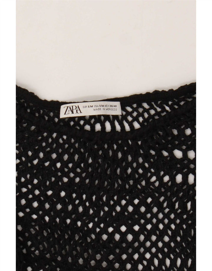 Zara Γυναικείο Crochet See Through Top UK 10 Small Black