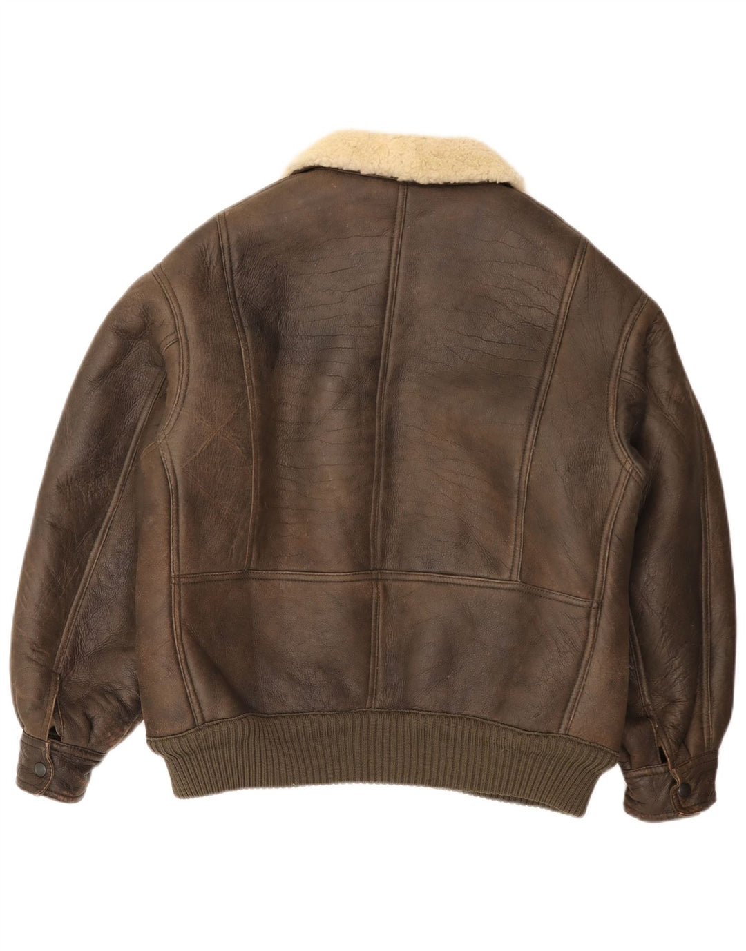 Vintage Ανδρικό Bomber Shearling Jacket UK 36 Small Brown