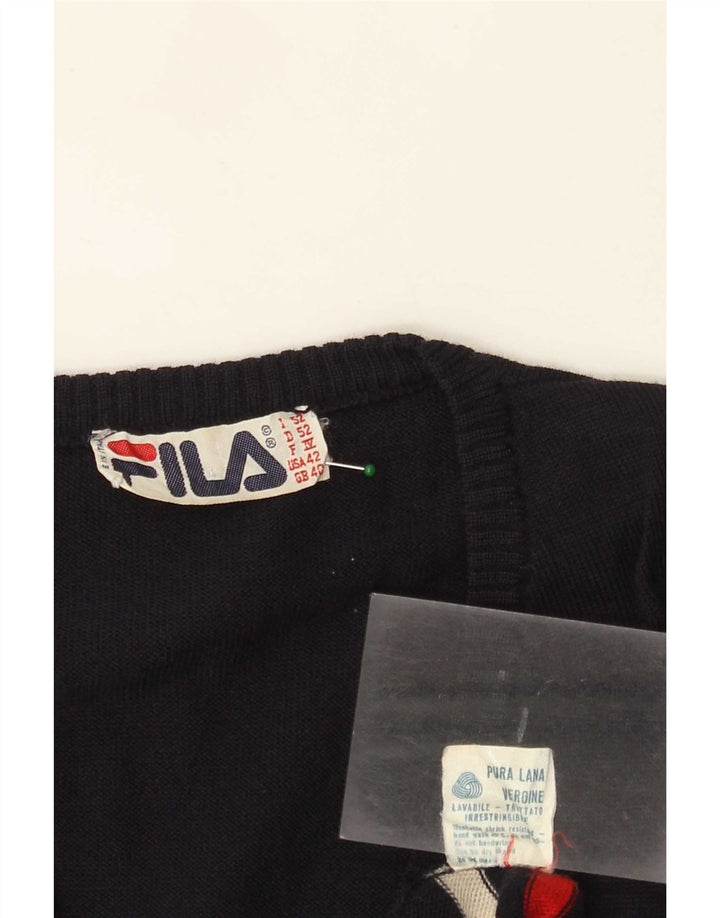 Fila Ανδρικό γιλέκο Tank Top UK 40 Medium Navy Blue ριγέ μαλλί
