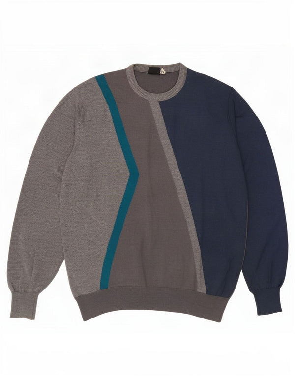 Vintage Ανδρικό πουλόβερ με λαιμόκοψη IT 52 Large Grey Colourblock