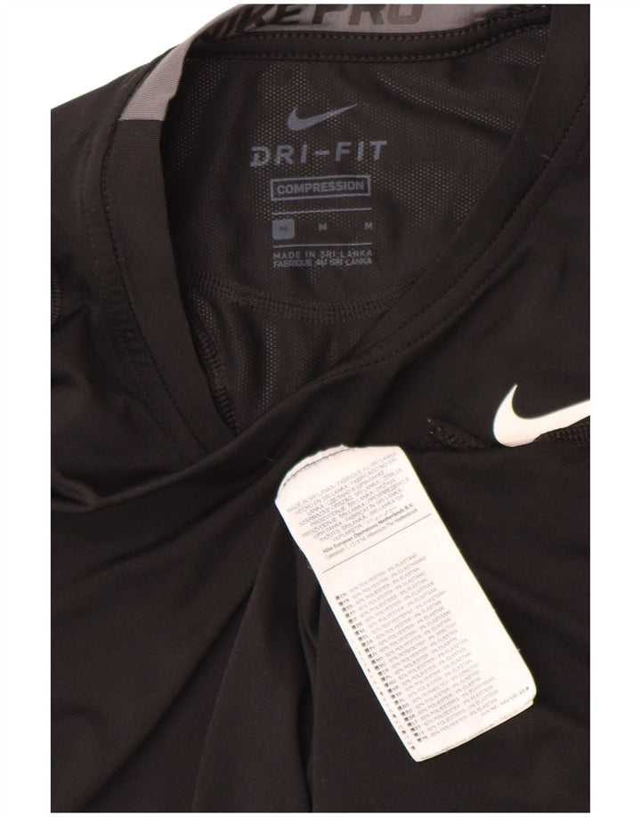 NIKE Ανδρικό γραφικό μπλουζάκι Dri Fit με μακρυμάνικο μεσαίο μαύρο πολυεστέρα