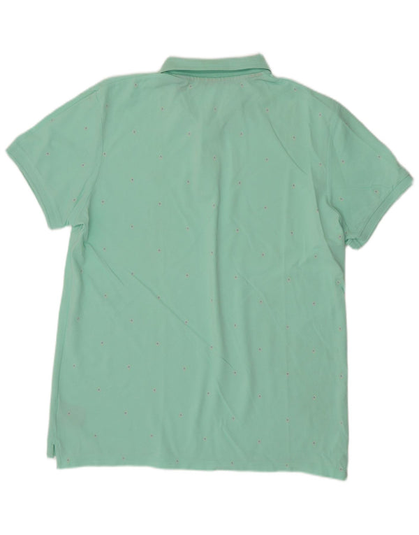 SCOTCH & SODA Mens Abstract Pattern Polo Shirt XL Turquoise Cotton