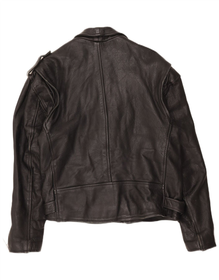 AMI Ανδρικό Δερμάτινο Μπουφάν Biker UK 48 4XL Μαύρο