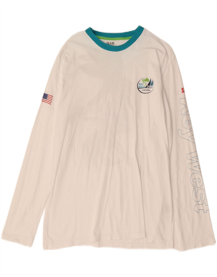 Slam Mens Florida Graphic Top Μακρυμάνικο μεγάλο λευκό βαμβακερό