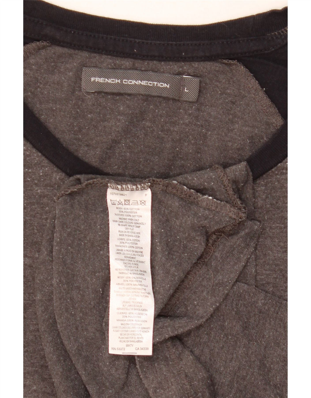 ΓΑΛΛΙΚΗ ΣΥΝΔΕΣΗ Ανδρικό T-Shirt Top Large Grey Colourblock Βαμβακερό