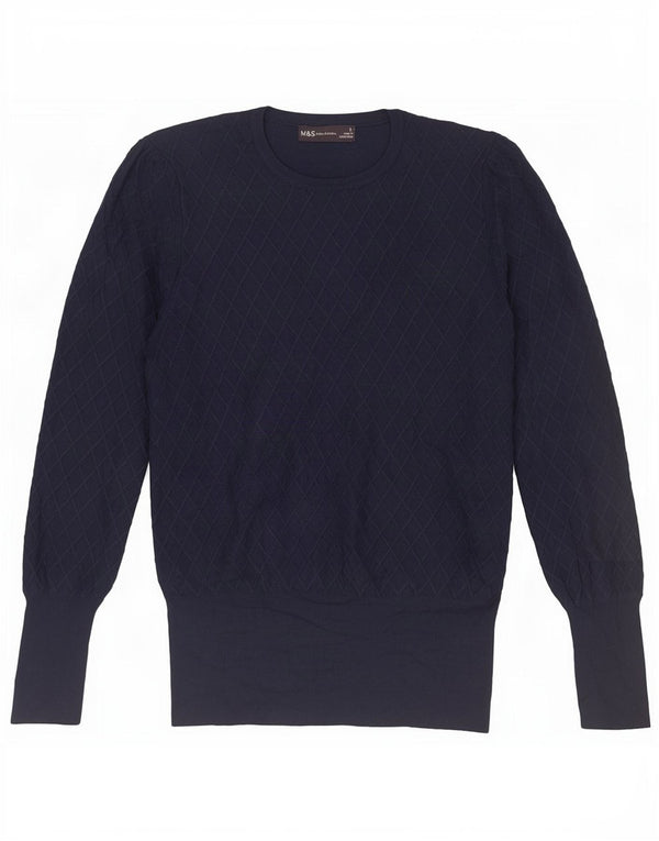 Marks & Spencer Γυναικείο πουλόβερ με λαιμόκοψη UK 12 Medium Navy Blue