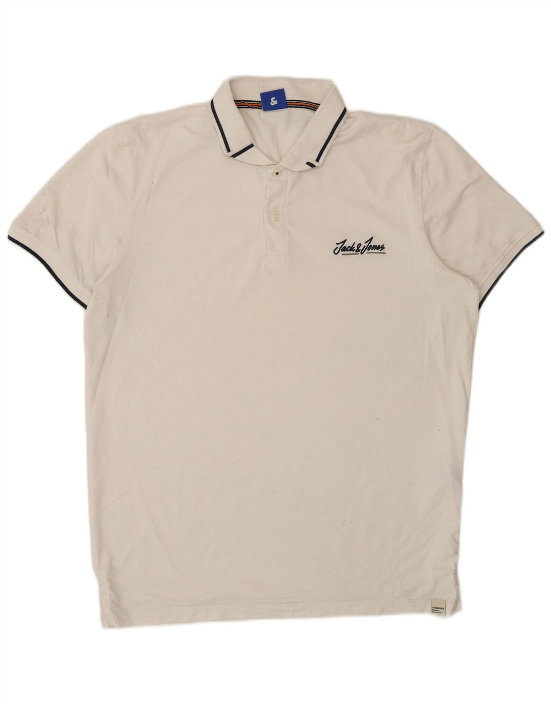 Ανδρικό μπλουζάκι πόλο Jack & Jones, μεγάλο λευκό βαμβακερό