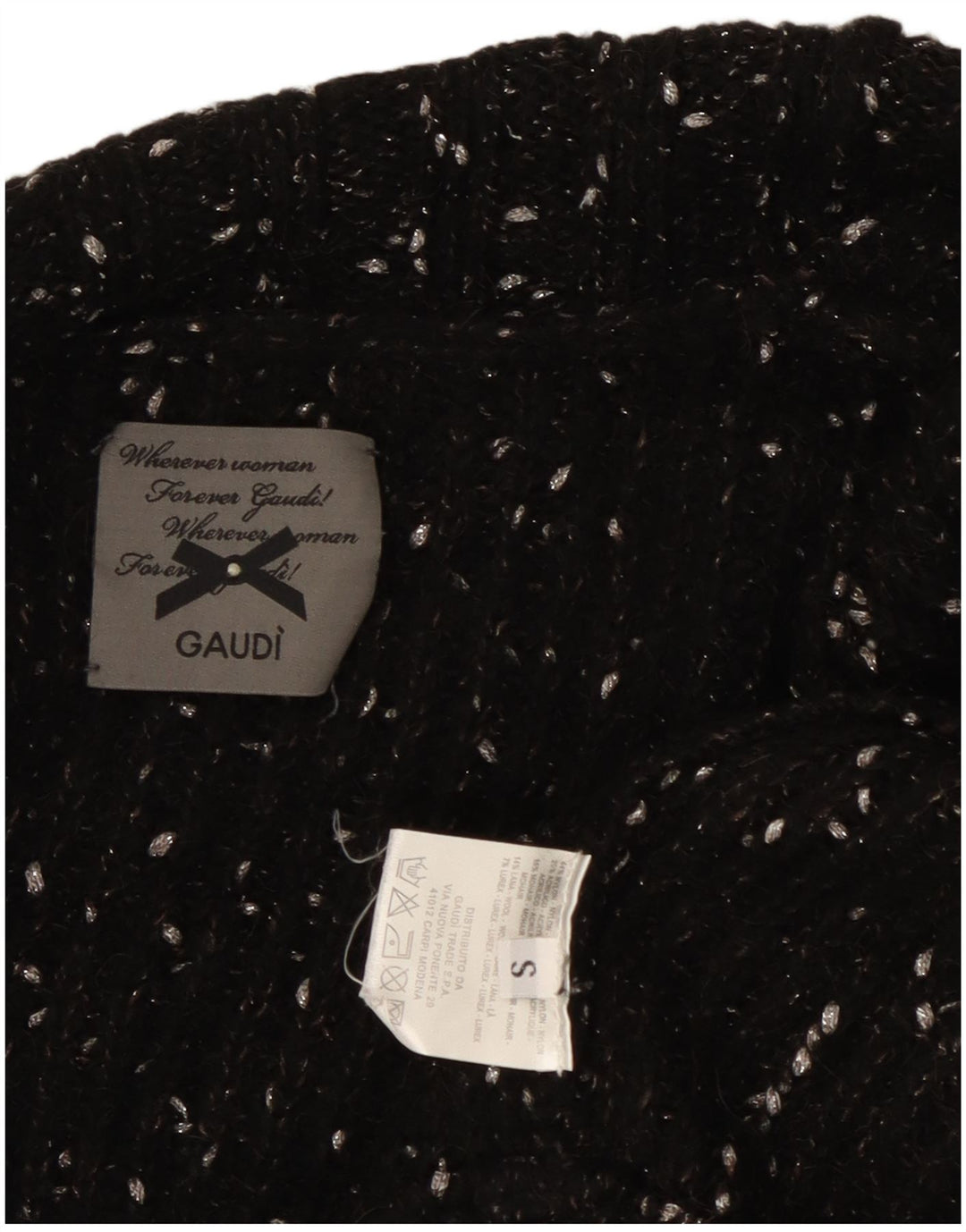 Gaudi Γυναικείο Longline ανοιχτό πουλόβερ ζακέτα UK 10 Small Black Flecked Nylon