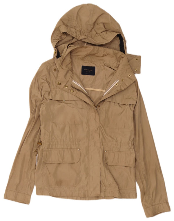 Zara Γυναικείο μπουφάν βροχής με κουκούλα UK 12 Medium Beige Polyester