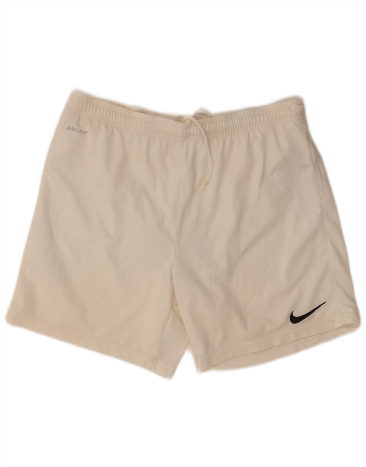 Ανδρικό αθλητικό σορτς Nike Dri Fit από μεσαίο λευκό πολυεστέρα