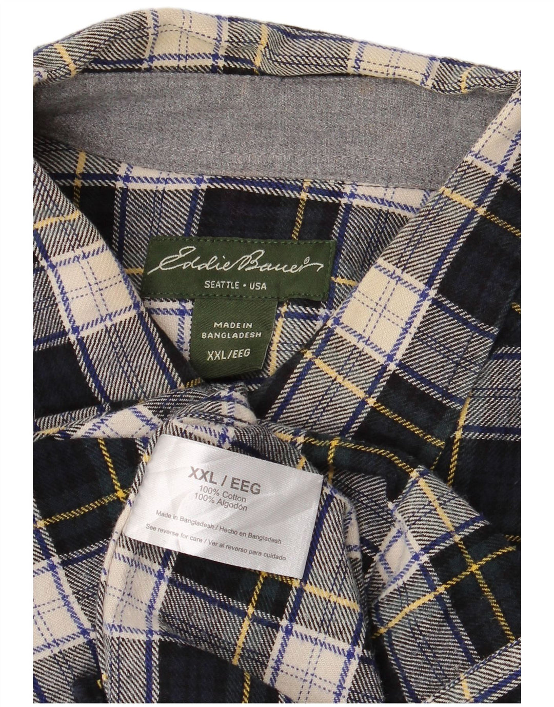 EDDIE BAUER Ανδρικό φανελένιο πουκάμισο 2XL Navy Blue Check Cotton