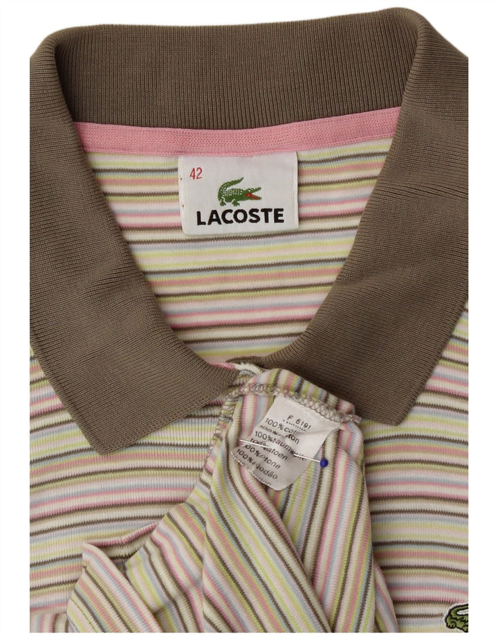 Lacoste γυναικείο μπλουζάκι πόλο IT 42 Μεγάλο πολύχρωμο βαμβακερό ριγέ