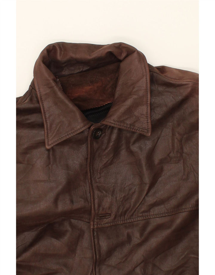 VINTAGE Ανδρικό Δερμάτινο Παλτό IT 58 4XL Καφέ Δερμάτινο