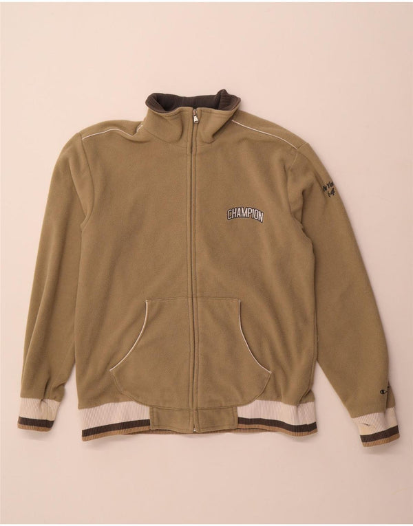 Champion Womens Fleece Jacket UK 18 XL Khaki Colorblock Polyester