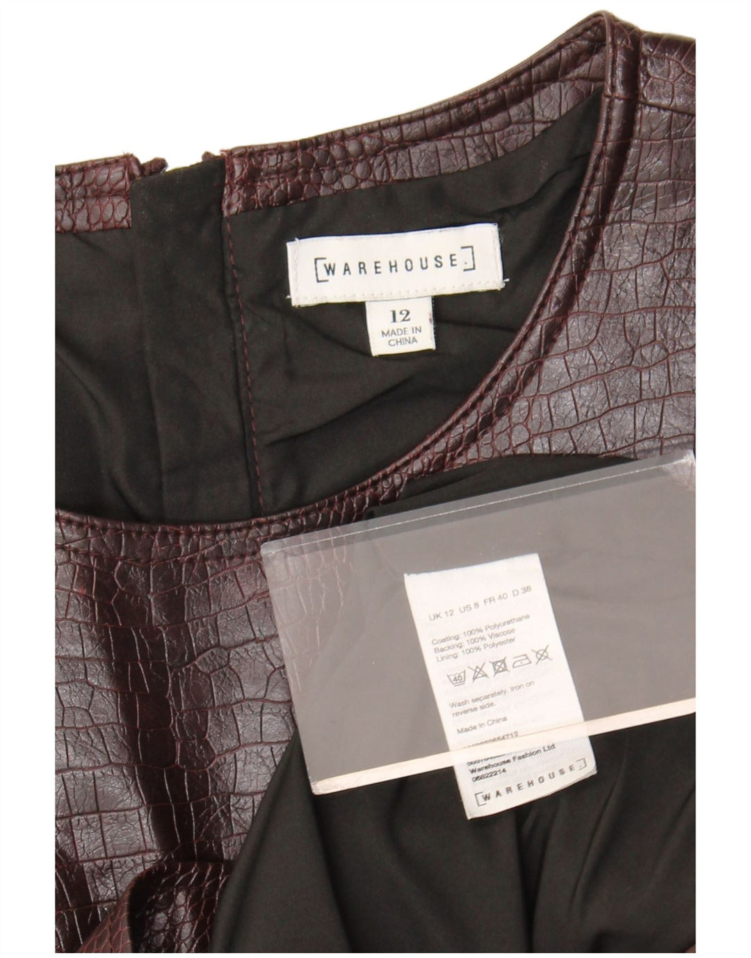 Γυναικείο αμάνικο φόρεμα WAREHOUSE UK 12 μεσαίου καφέ Animal print