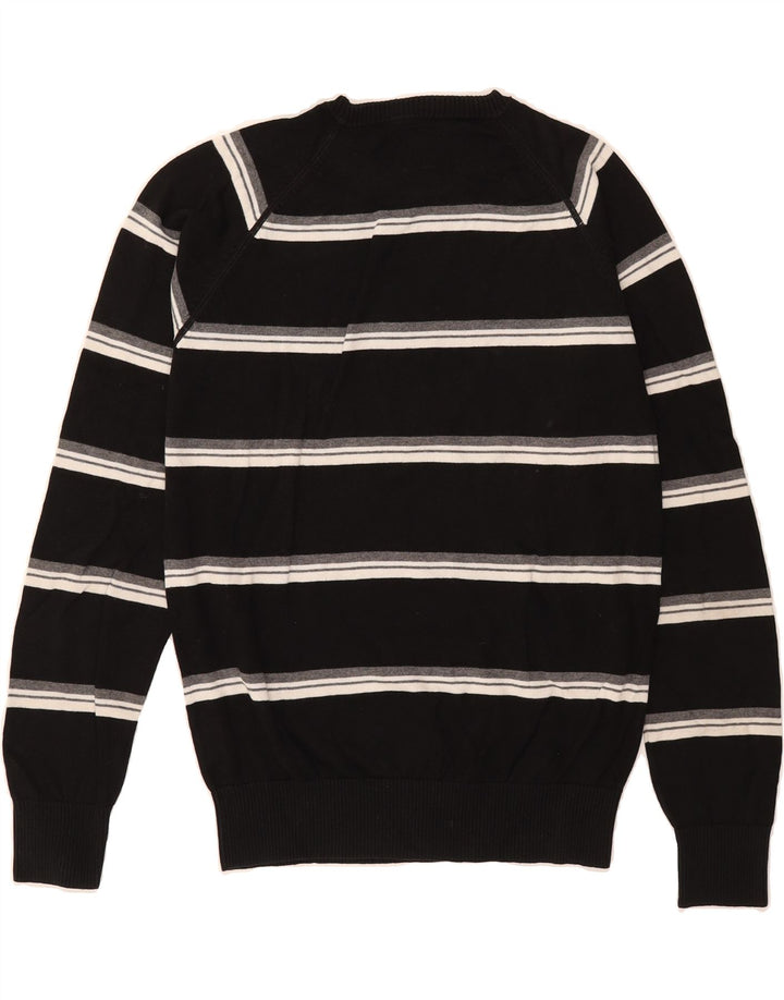 JACK & JONES Mens Graphic Crew Neck Jumper Sweater Small Black Striped Vintage Jack & Jones and Second-Hand Jack & Jones from Messina Hembry 