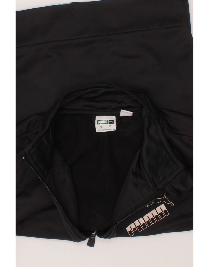 PUMA Girls Graphic Tracksuit Top Jacket 6-7 Years Black Polyester Vintage Puma and Second-Hand Puma from Messina Hembry 