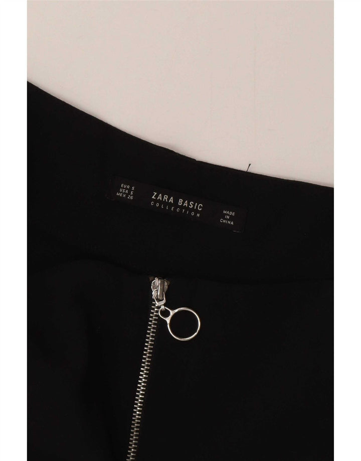 Zara Γυναικείο Παντελόνι Κάπρι Cullotes Small W26 L19 Μαύρο Μεταξωτό