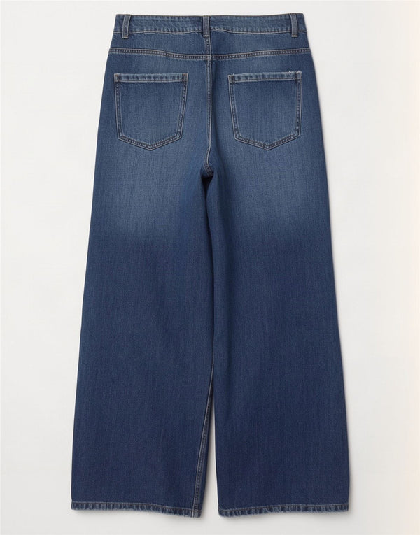 Zara γυναικείο ψηλόμεσο φαρδύ τζιν EU 40 Medium W30 L31 Μπλε βαμβακερό