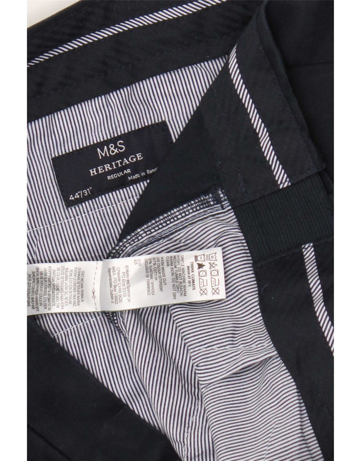 Marks & Spencer Mens Heritage Regular παντελόνι Chino W44 L31 Navy Blue
