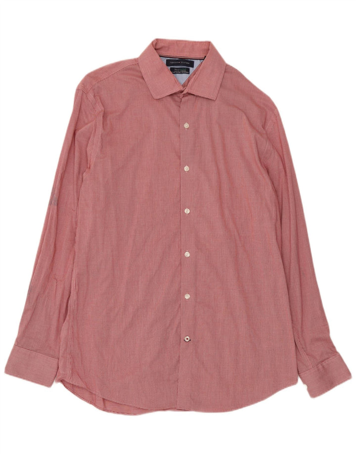 Tommy Hilfiger Ανδρικό πουκάμισο Flex Slim Fit Μέγεθος 16 Μεγάλο Κόκκινο Houndstooth