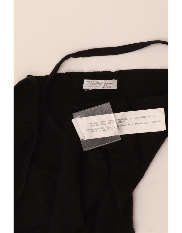 Zara Womens Crop Cami Top UK 12 Medium Black Cotton