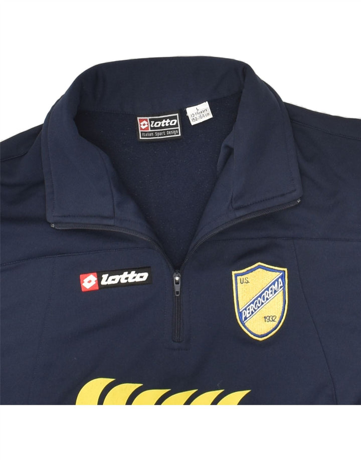 LOTTO Boys Graphic Zip Neck Sweatshirt Jumper 13-14 Years Large  Navy Blue | Vintage Lotto | Thrift | Second-Hand Lotto | Used Clothing | Messina Hembry 