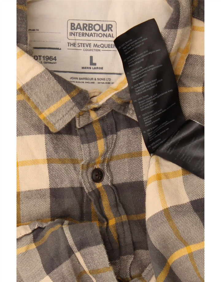 BARBOUR Ανδρικό πουκάμισο Steve McQueen Slim Fit flannel μεγάλο γκρι βαμβακερό