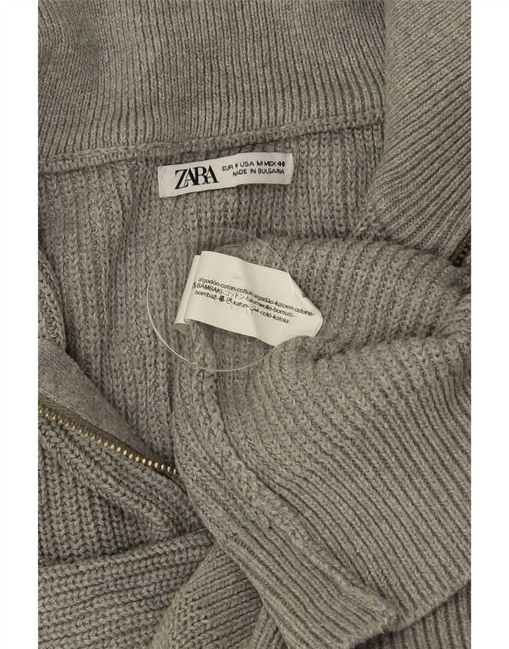 Ανδρικό πουλόβερ Zara με φερμουάρ, μεσαίο βαμβακερό γκρι