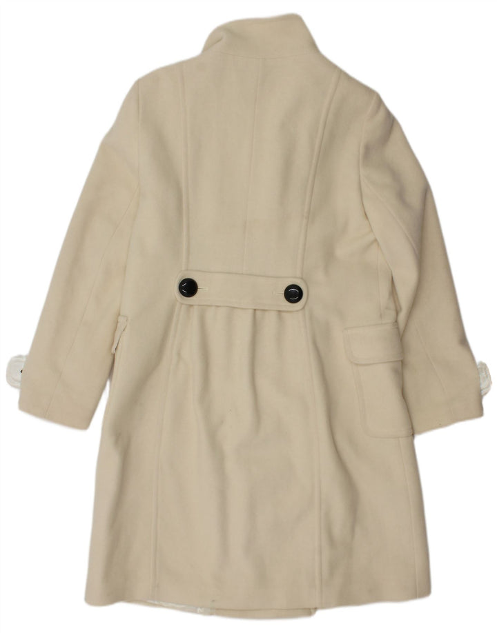 Jaeger Γυναικείο παλτό με διπλό στήθος UK 14 Large Off White Wool