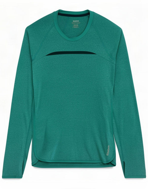 Reebok Womens Top Long Sleeve UK 14 Large Green Polyester