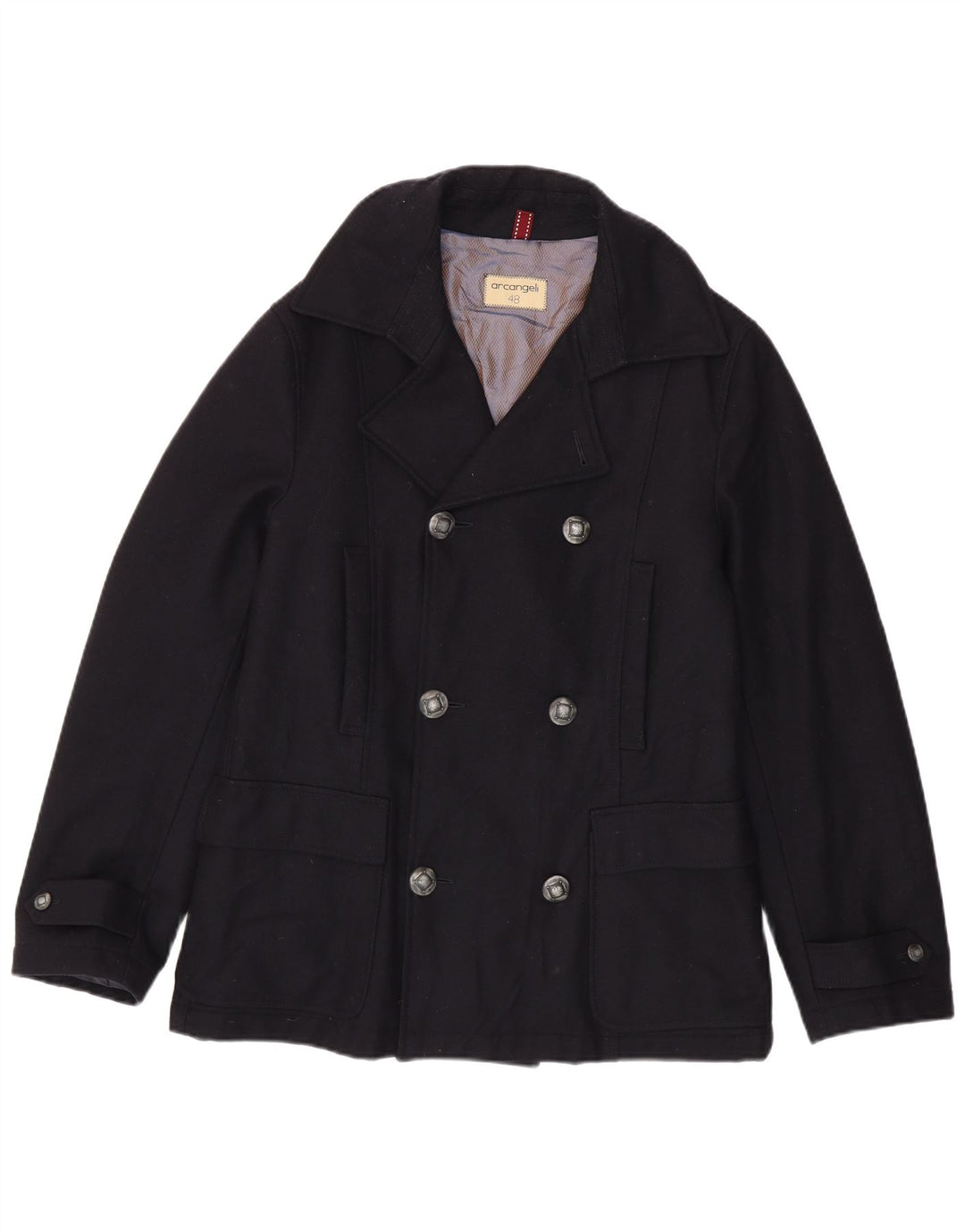 VINTAGE Ανδρικό Παλτό μπιζελιού IT 52 XL Μαλλί Navy Blue