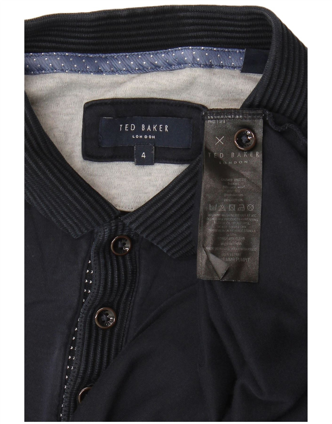 Ted Baker Ανδρικό πουκάμισο Polo Νούμερο 4 Μεγάλο Βαμβακερό Navy Blue