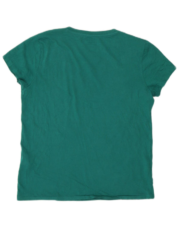 Γυναικείο T-Shirt Polo Ralph Lauren Top UK 12 μεσαίο πράσινο βαμβακερό