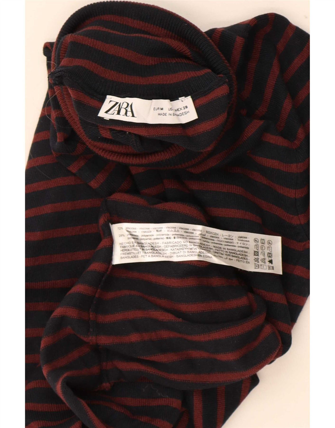 Zara γυναικεία μπλούζα μακρυμάνικη UK 12 μεσαία ναυτική μπλε ριγέ βισκόζη