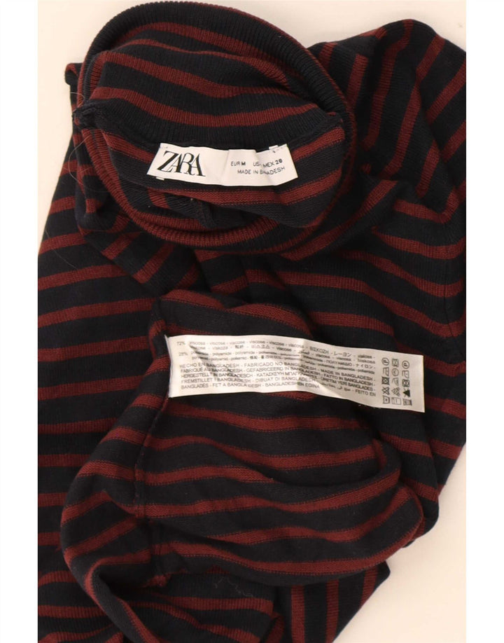 Zara γυναικεία μπλούζα μακρυμάνικη UK 12 μεσαία ναυτική μπλε ριγέ βισκόζη