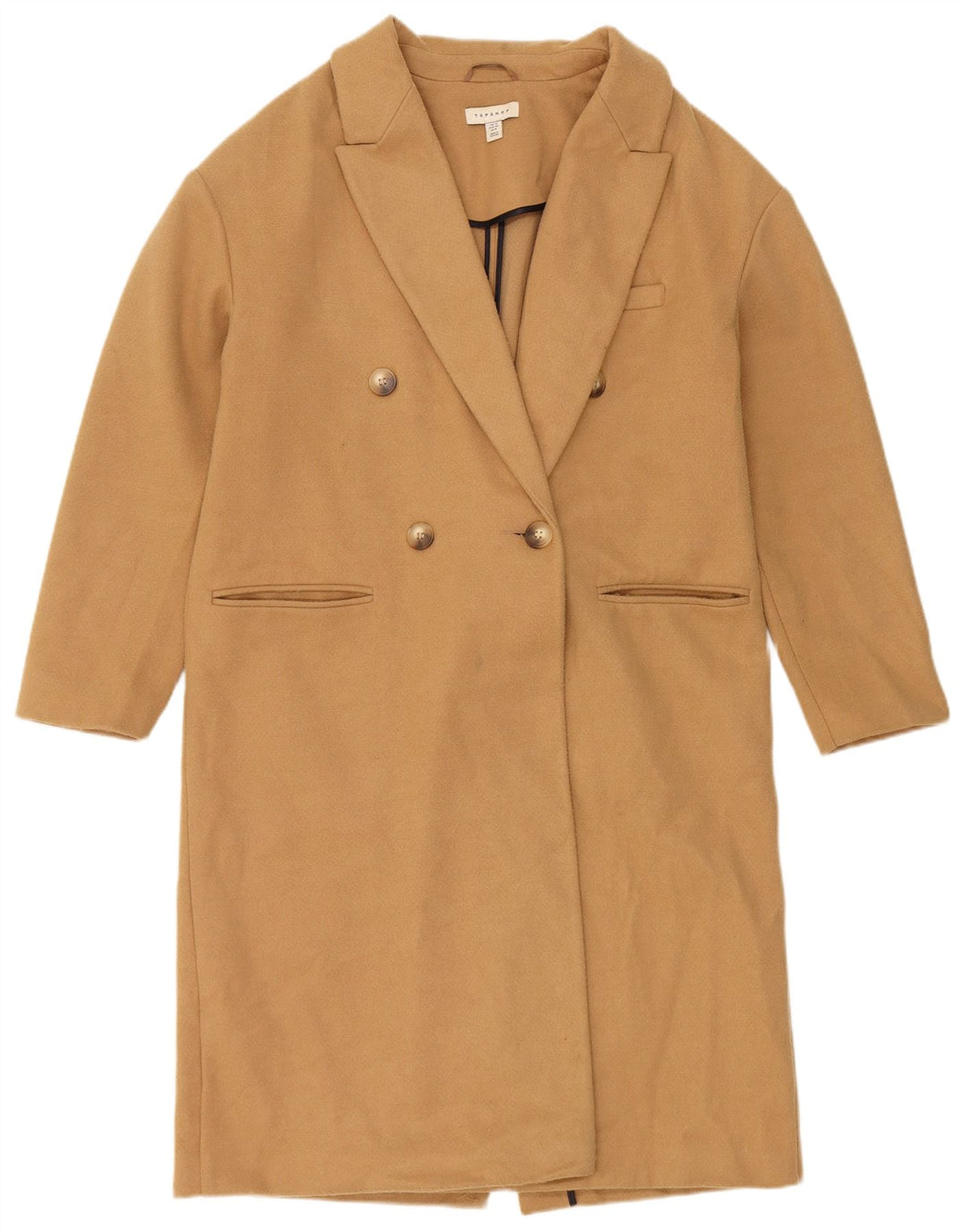 Topshop Γυναικείο παλτό με διπλό στήθος UK 12 Medium Beige Polyester