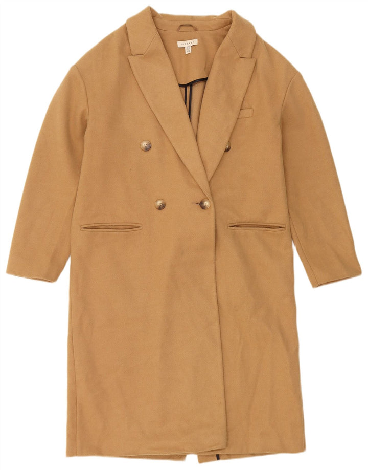 Topshop Γυναικείο παλτό με διπλό στήθος UK 12 Medium Beige Polyester
