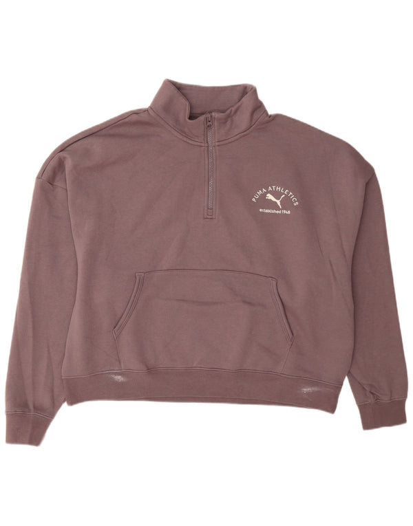 Puma γυναικεία φούτερ με φερμουάρ με λαιμόκοψη Jumper UK 18 XL Μωβ βαμβακερή