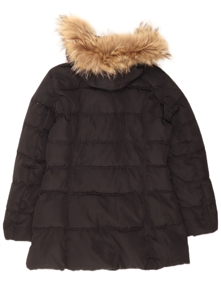 Marella Γυναικείο παλτό EMME με κουκούλα Duffle UK 12 μεσαίο μαύρο πολυεστέρα