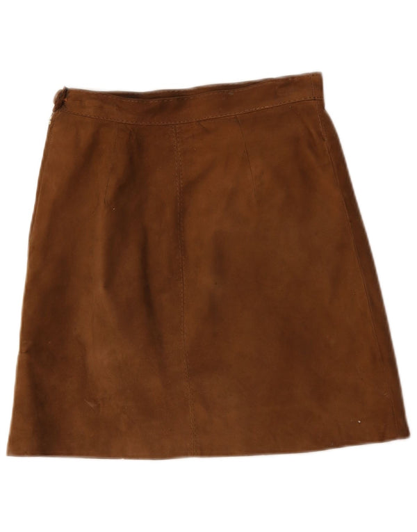 Vintage Γυναικεία Suede Mini Φούστα W24 Μικρή Καφέ