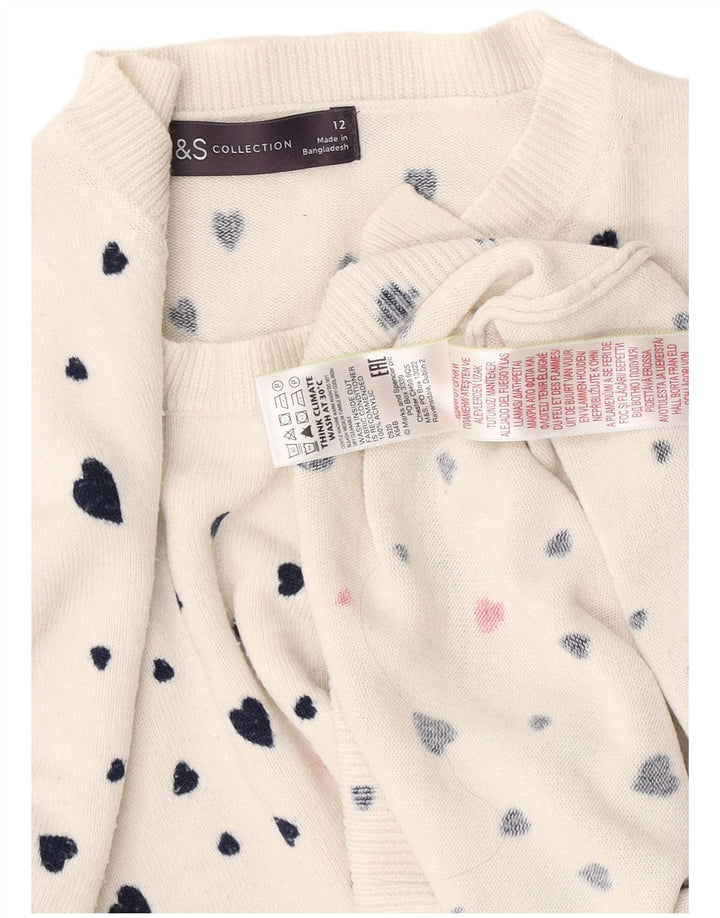 Marks & Spencer Γυναικείο πουλόβερ με λαιμό σκάφος UK 12 Medium White Heart