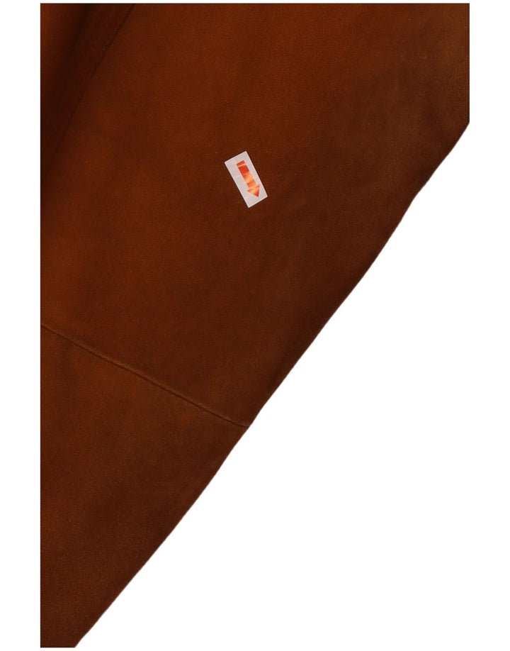 VINTAGE Ανδρικό Suede Bomber Jacket UK 42 XL Καφέ Δερμάτινο