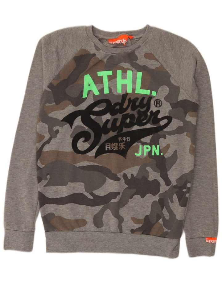 Superdry Ανδρικό φούτερ με κανονική εφαρμογή, γραφικό, μικρό γκρι καμουφλάζ