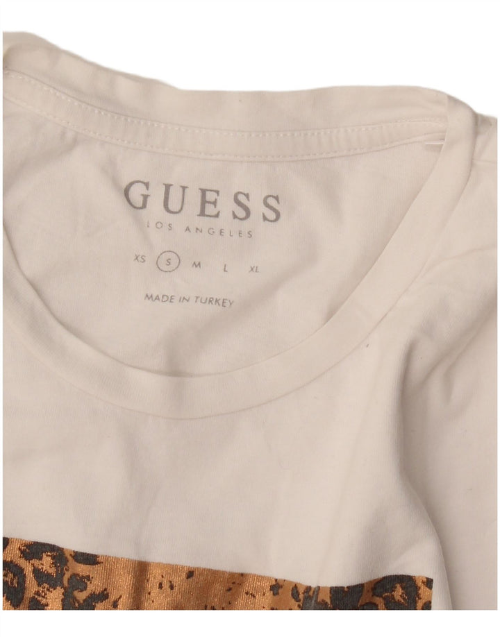 Γυναικείο γραφικό μπλουζάκι Guess Top UK 10 Small White