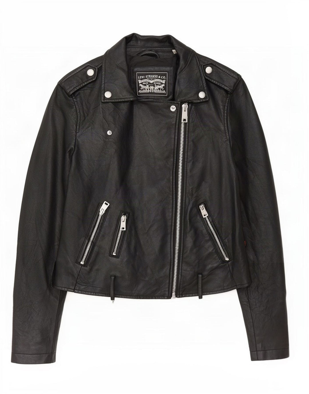 Γυναικείο Levi's Crop Faux Leather Biker Jacket UK 10 Small Black Polyurethane