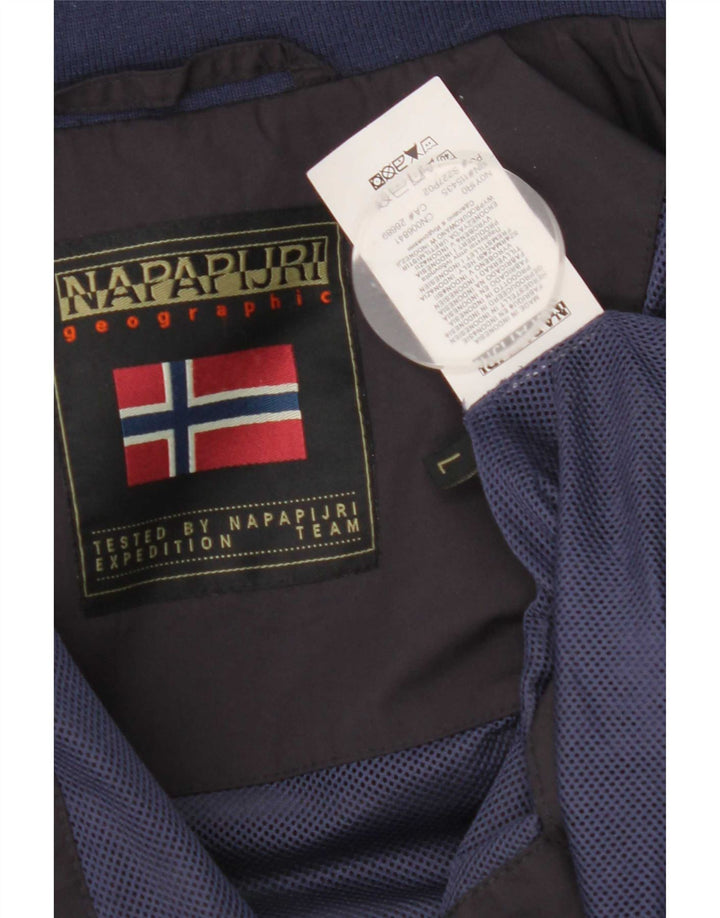Napapijri Ανδρικό γεωγραφικό μπουφάν βροχής UK 40 Large Navy Blue Polyamide